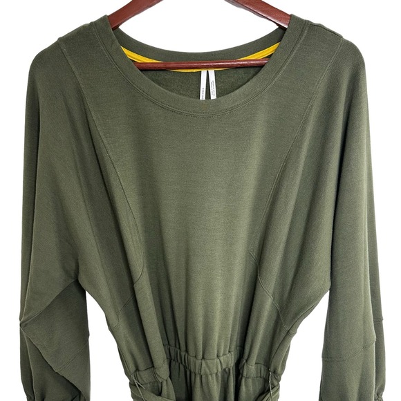 Anthropologie Thalia  Dress Size Small Moss Green Belt Waist Lagenlook Midi NWT - Picture 6 of 14